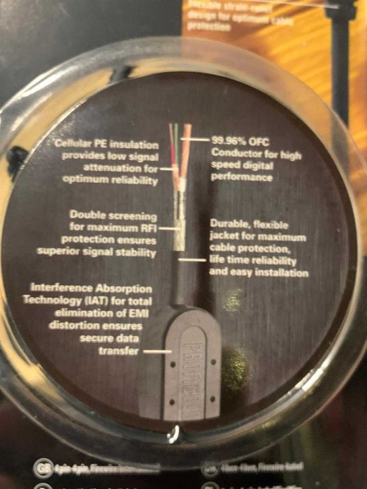 FIREWIRE CABLE 4-pin to 4-pin PROFESSIONAL GOLD (New & Sealed!)64585755420802122