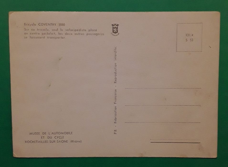 Antigo postal do Museu Automóvel em França