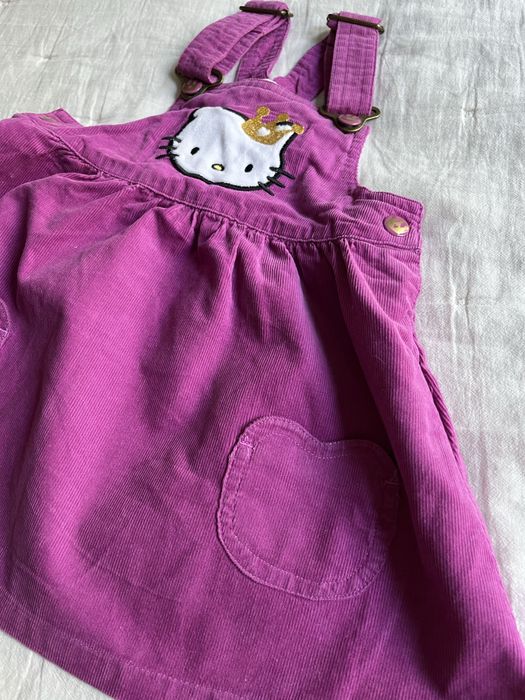 Sukienka na szelkach ogrodniczka sztruks Hello Kitty H&M 74