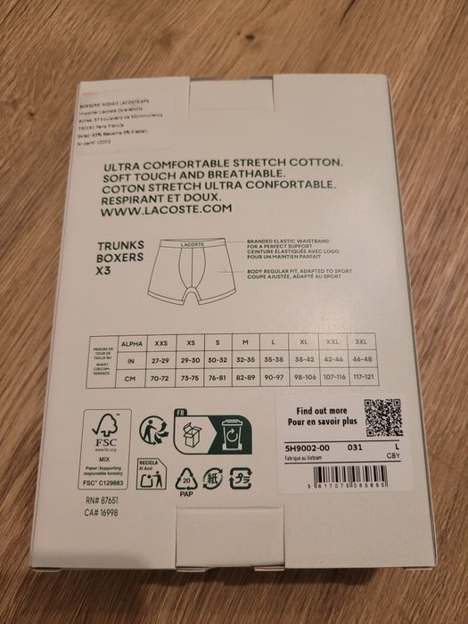 3 pack - bokserki Lacoste rozm. L