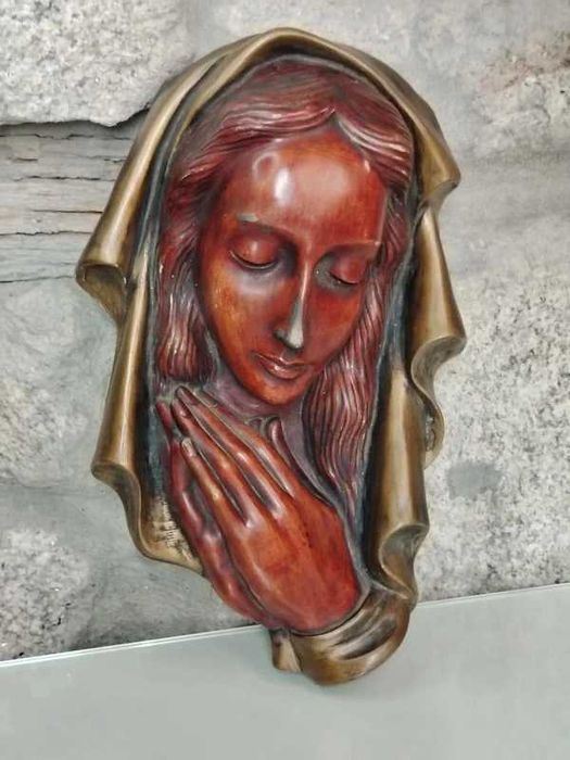 Escultura de Parede Vintage - Rosto em Oração - ENVIO GRÁTIS