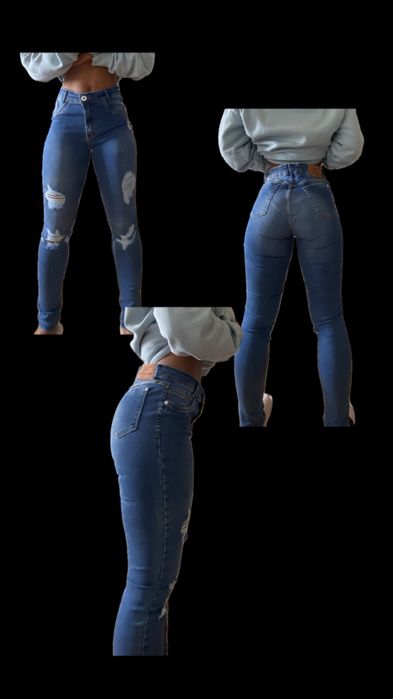 Calças skiny de ganga