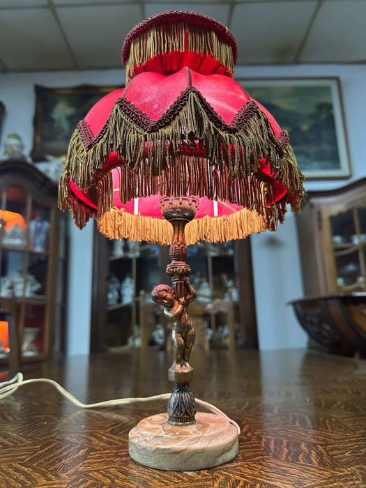 Настільна лампа світитьник бронза онікс текстиль 7563