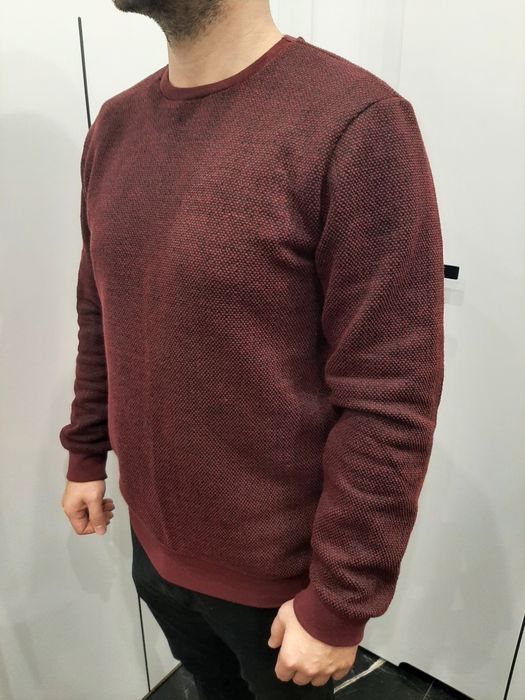 Sweter męski bordowy ciepły na jesień zimę casual basic L