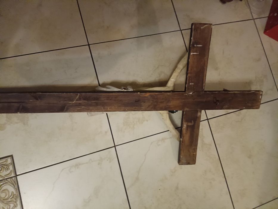 Stary krzyż 116 cm Jezus drewno XIX wiek