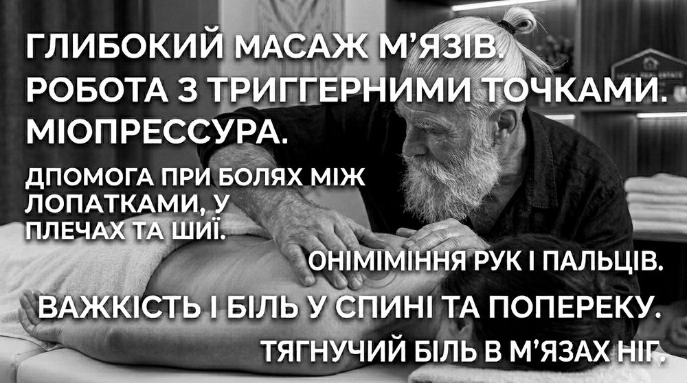 Глибокий масаж м'язів та тригерних точок.  Міопресура.  Дніпро.