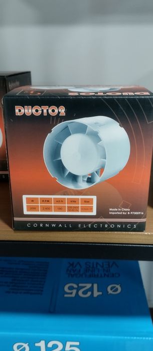 Extratores de Ar tubulares Cornwall Electronics D100,D125,D150