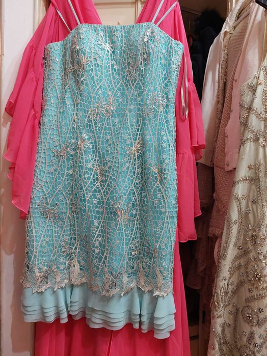 Vestido cai cai de Festa Novo renda e lantejoulas azul bebé 40 Amadora