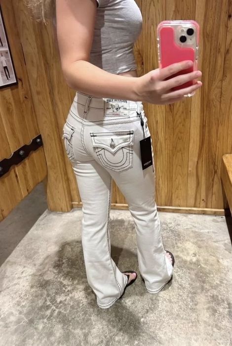 Джинсы клеш белые True Religion fiared fit