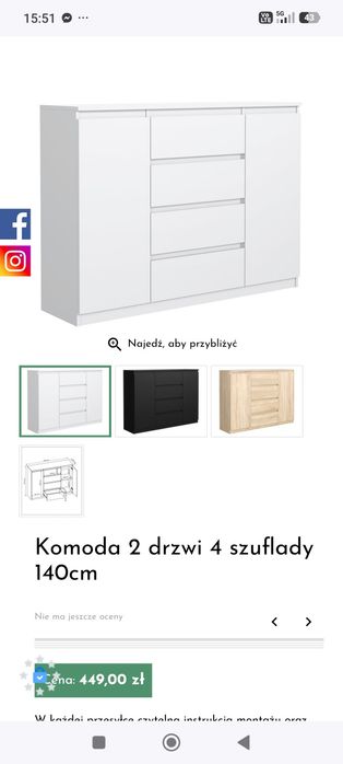 Komoda biała nowa