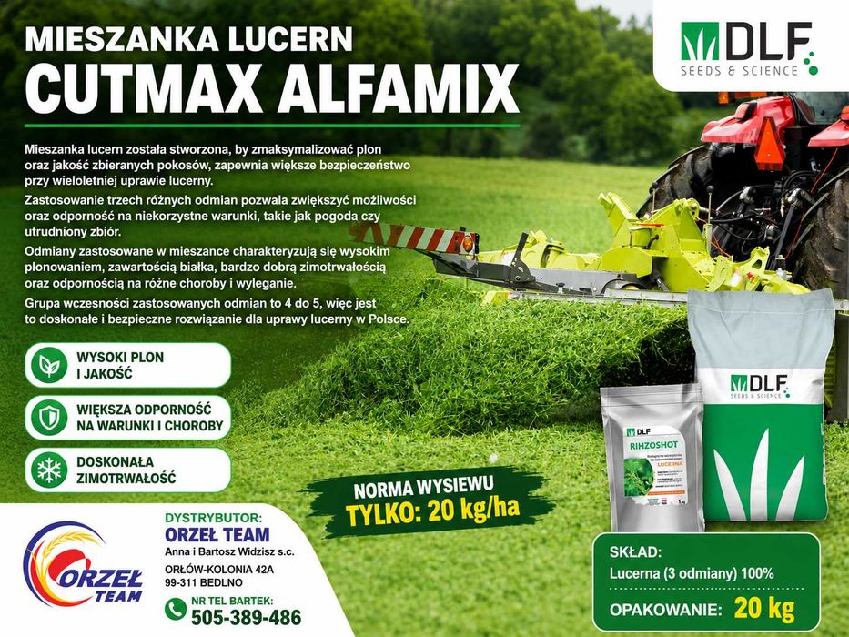Lucerna, mieszanka lucern Cutmax AlfaMix 20kg 3w1