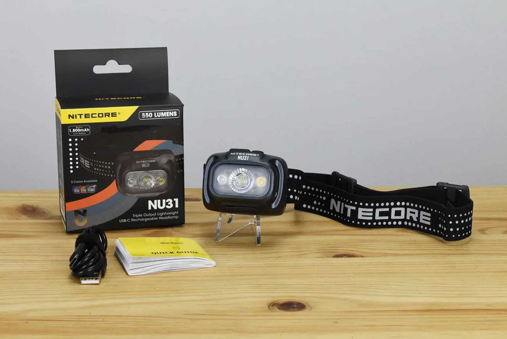 Nitecore NU31 Ліхтар Налобний USB Type-C • 550 Люмен • 3 Типи Світла