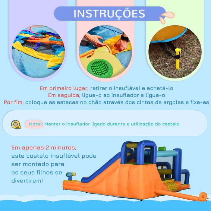 Castelo insuflável 7 em 1 com piscina e insuflador 450 W
