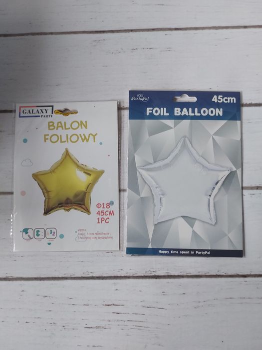 Balony 2 szt gwiazdki złota srebrna 45 cm nowe