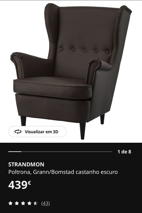Poltrona ikea castanho escuro /couro sintético