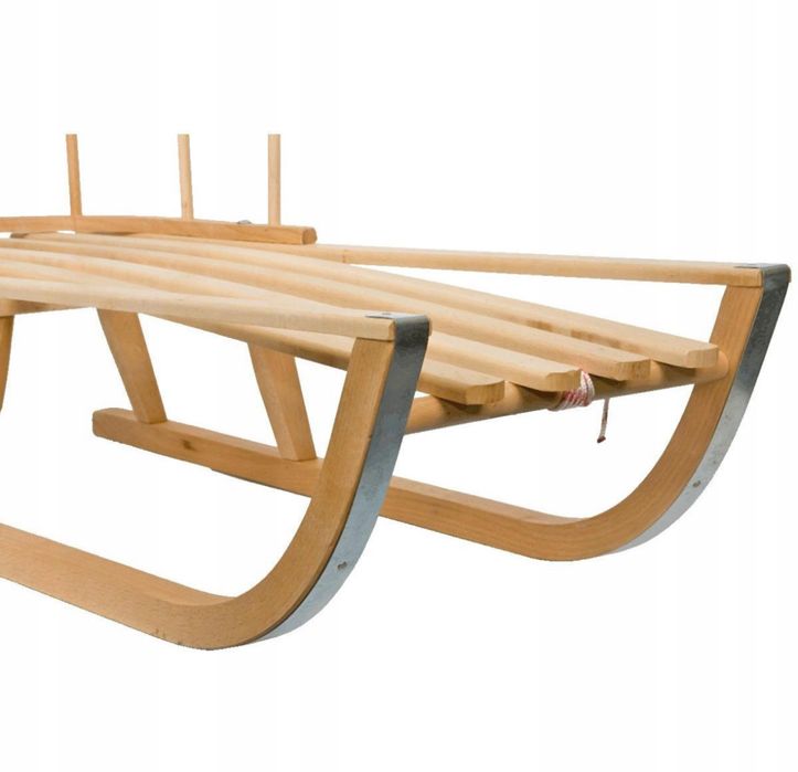 Drewniane sanki bukowe z oparcie i sznurkiem solidne sanki dla dziecka