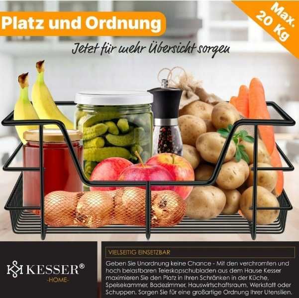 Kesser Szuflada kuchenna teleskopowa wysuwana 40cm Czarny 1593