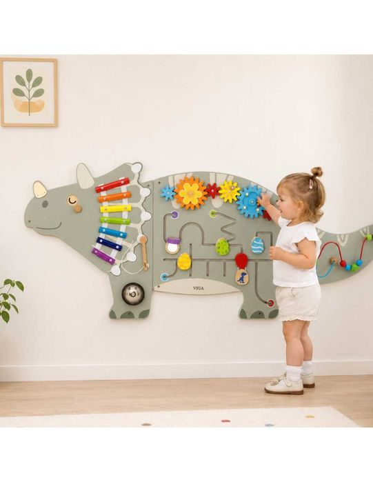 VIGA Ścienny Panel Aktywności Dinozaur Triceratops Tablica 18m+