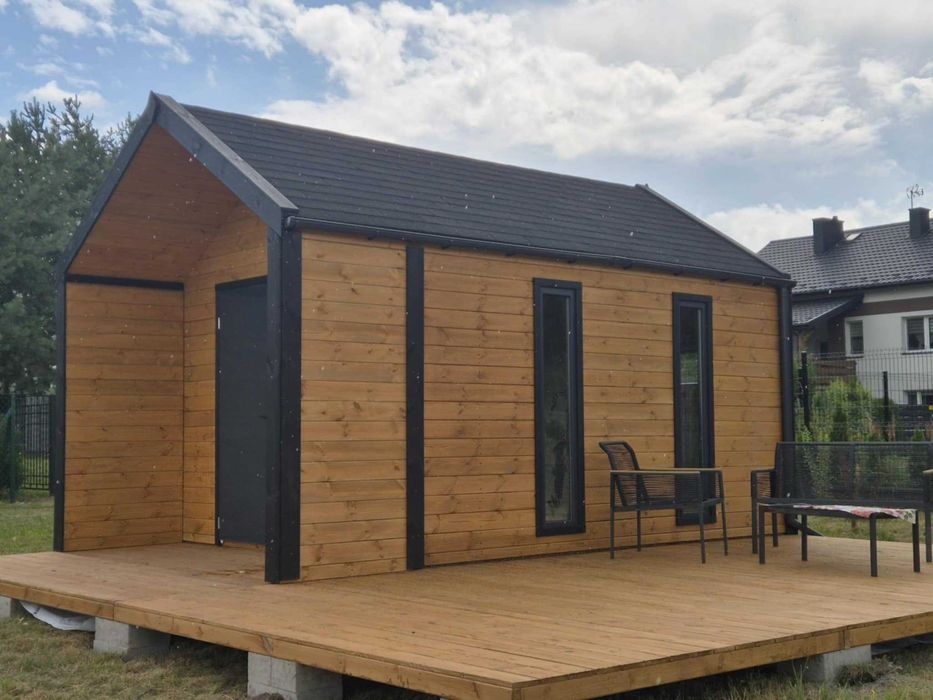 • • • • Domek narzędziowy • • • •  D25 5x3,5 m z tarasem  DREWNOTRIK