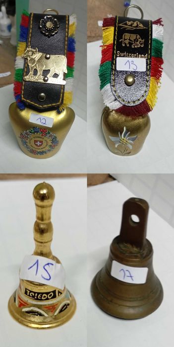 Coleção de Sinetas/sinos Raras em Bronze, Latão Maciço & Cristal Atlantis (27 Peças)