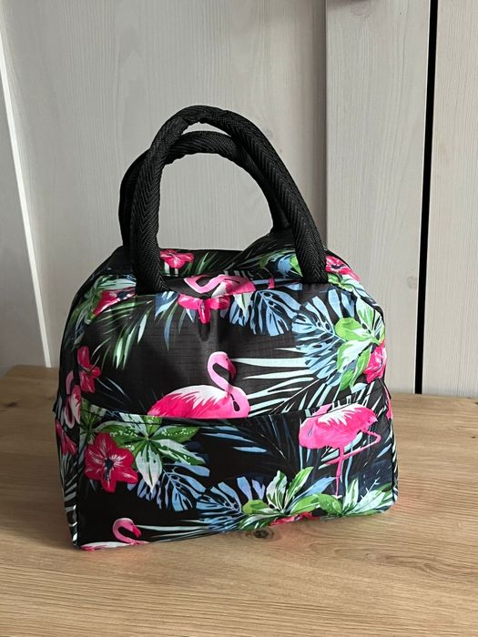 Torba lunchowa tropikalna z flamingami 23x19x13 cm – Nowa