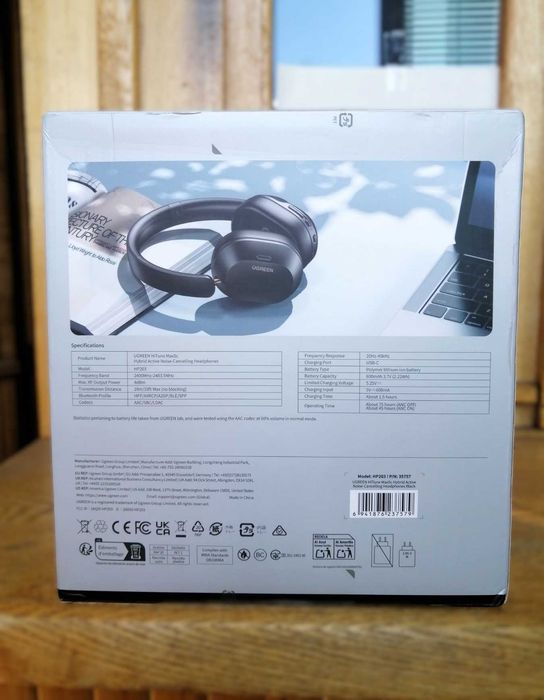 UGREEN HiTune Max5c (HP203) НАВУШНИКИ З ANC 43 дБ • LDAC • Hi-Res • 40 мм • до 75 год роботи • BT 5.4 • 0,06 с • Dual Connection • 8 EQ • AUX • ЧОРНИЙ