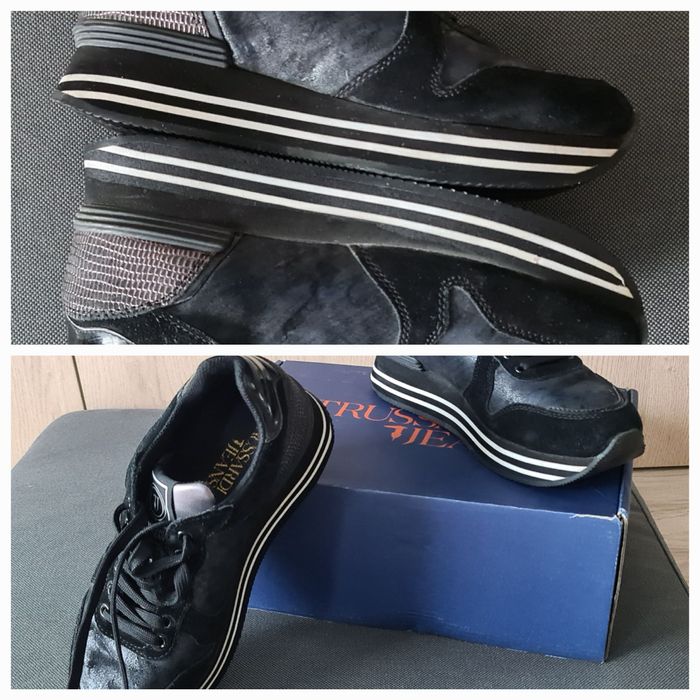 Trussardi Jeans - oryginalne czarne sneakersy na grubej podeszwie  r.3