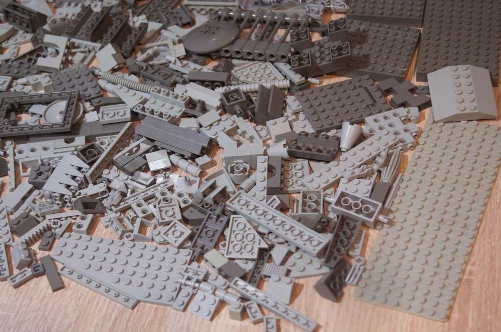 Lego mix elementów old gray grey ciemnoszare i jasnoszare + gratis
