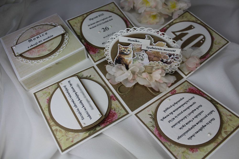 Urodzinowy exploding box ręcznie wykonany