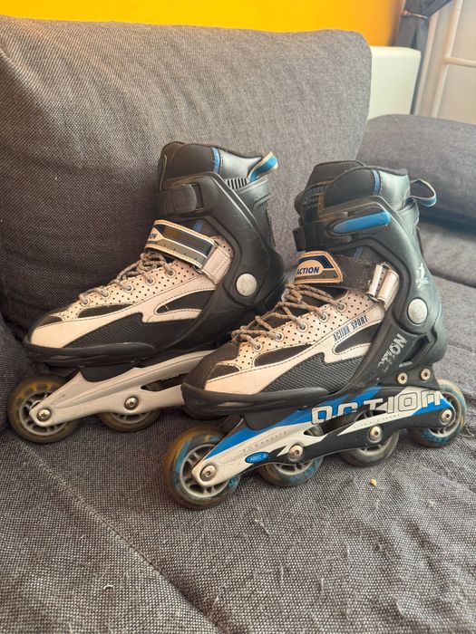 Rolki, 38, damskie, męskie, niebieskie, białe, Action, unisex