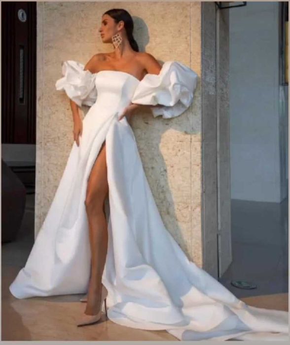 Вишукана весільна атласна сукня ( 2024)