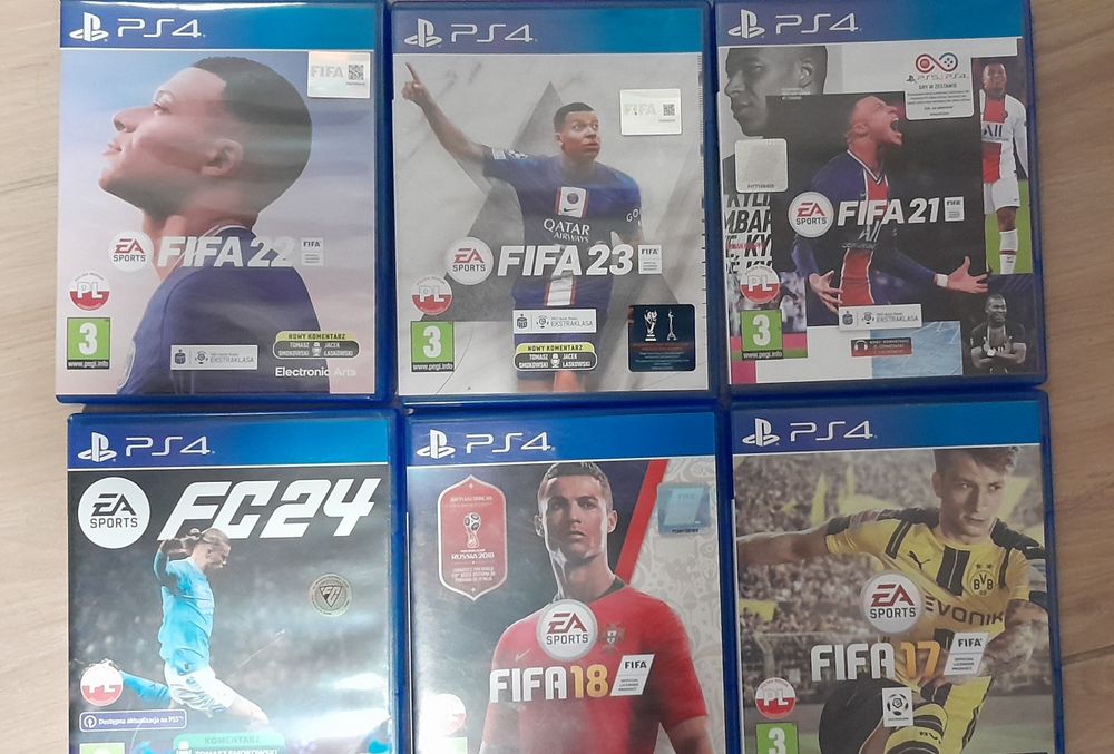 6 gier na PS4 Fifa 17, Fifa 18, Fifa 21, Fifa 22, Fifa 23, FC 24