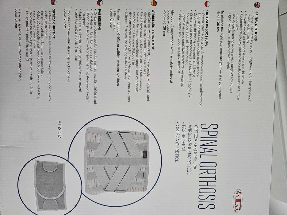 Orteza na kregoslup krzyzowo-ledzwiowy