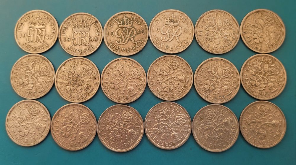 Zestaw monet 6 pensów 1947 do 1967 - Wielka Brytania  (H5)