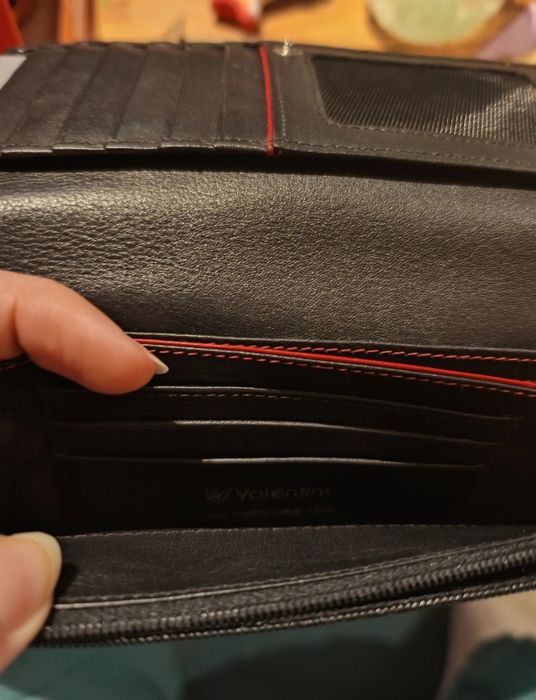 Nowy skórzane czarny portfel Valentini