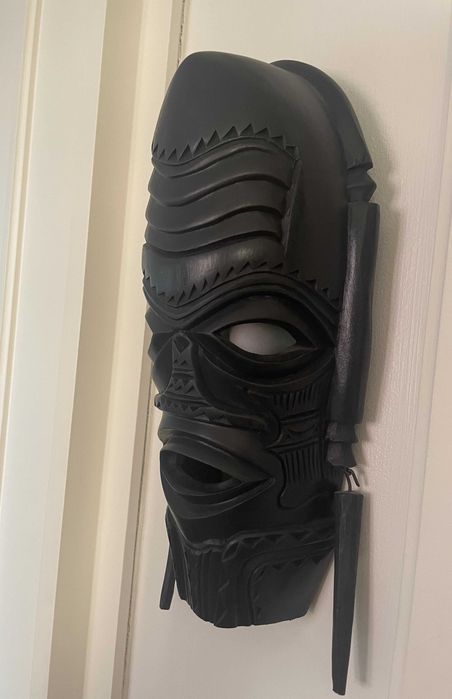 Conjunto de 3 máscaras decorativa Africana, esculpidas em madeira