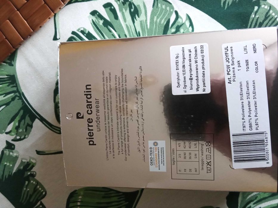 Koszula nocna halka satyna czarna Pierre Cardin nowa fabry opak r L/XL