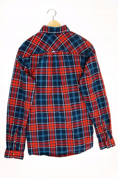 O84 bawełna koszula męska Tommy Hilfiger slim krata czerwona M