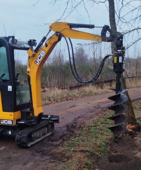 mlot hudrauliczny wiertnica glebowa mulczer do zarosli wynajme z minikoparka uslugi