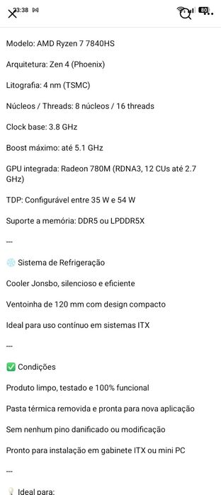 Bundle mini itx rysen 7 7840HS(troco)por xbox series x