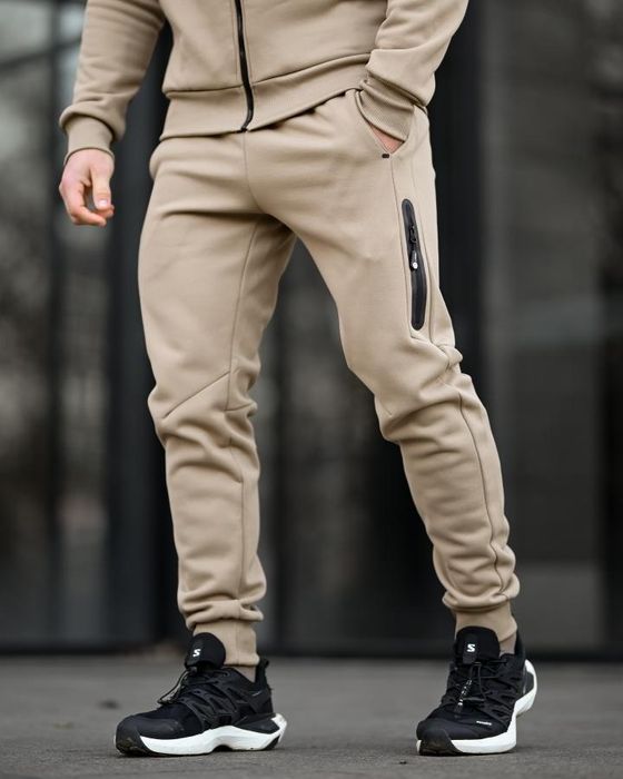 На флісові теплий кофта штани зимовий чоловічий спортивний костюм беж