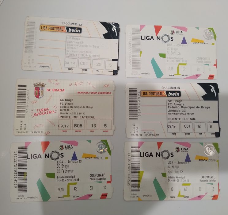 Bilhetes jogos SC Braga