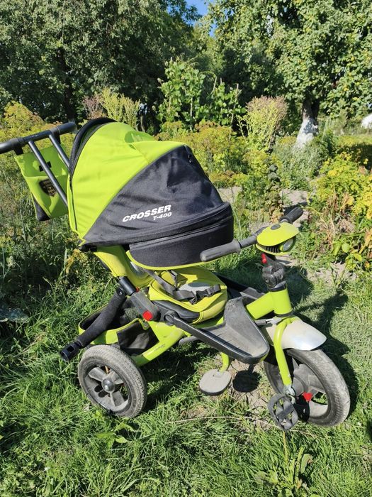 Продам велосипед Crosser T400 триколісний з батьківською ручкою, зелений для діток від 18 місяців