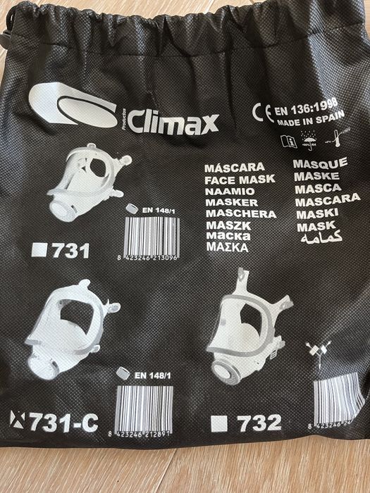 NOWY ZESTAW Maska Pełnotwarzowa CLIMAX 731-C + Pochłaniacz P 21/1-K-TS