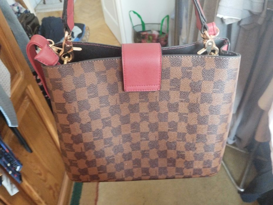 Torebka damska kolor czerwony w kratkę