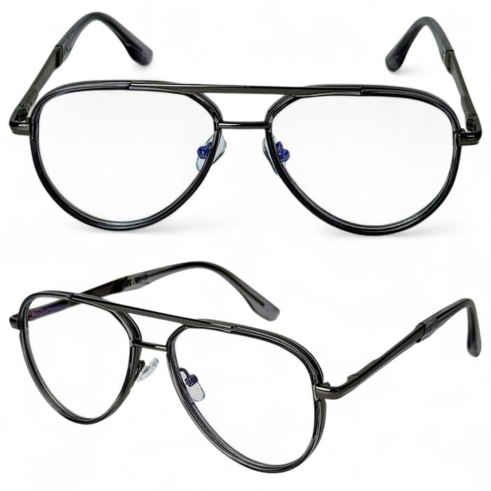 Okulary Do Komputera Blue Light Aviator Czarno‑Szare Unisex