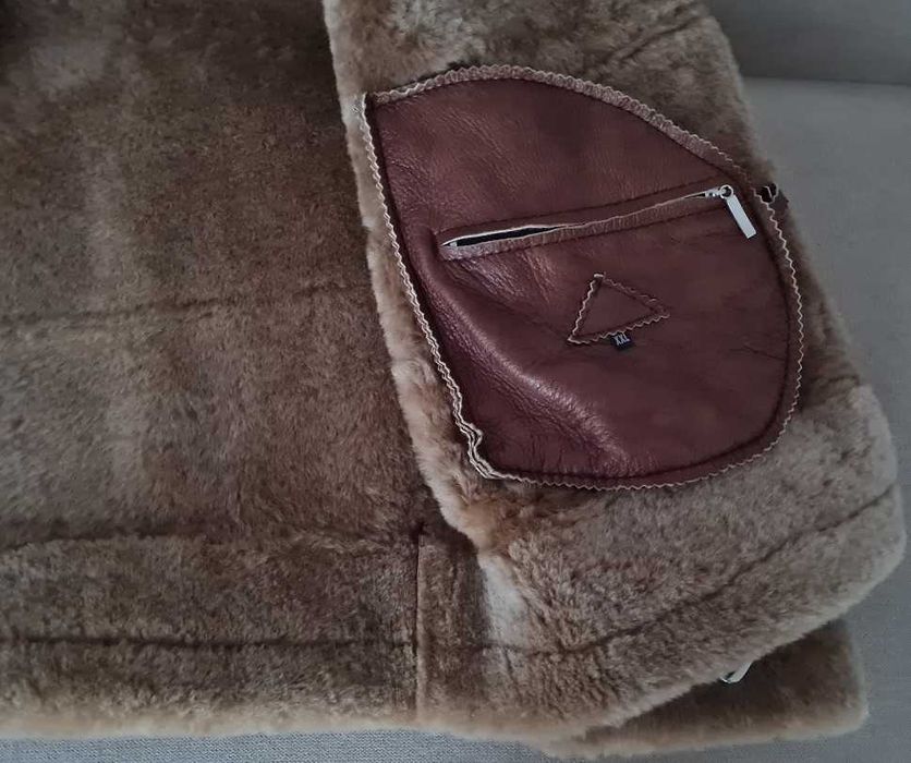 NOWY Kożuch męski/Kurtka 100% skóra naturalna (rozmiar XL/XXL) brązowy