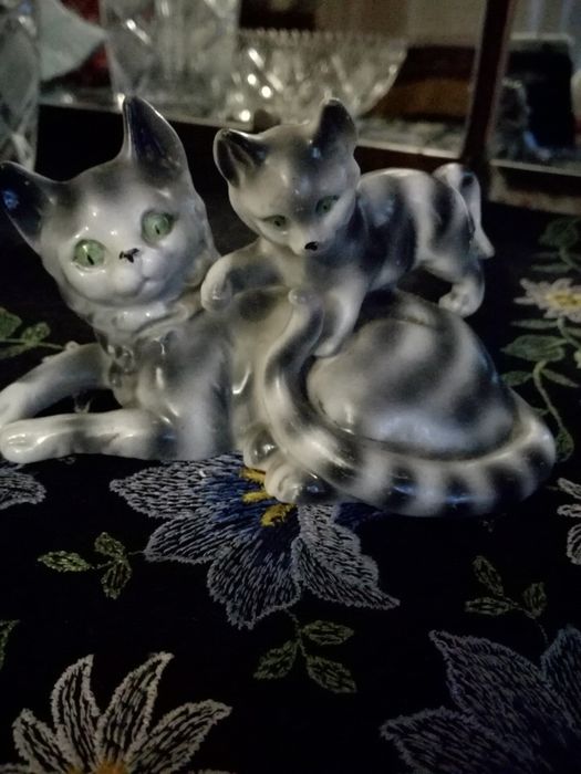 фарфоровая Статуэтка кошка с котенком Grafentheil Германия 1956г
