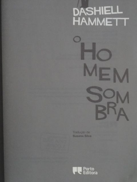O Homem Sombra de Dashiell Hammett - 1ª Edição