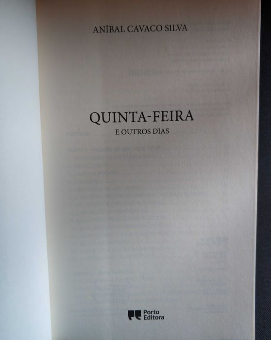 Livro "Quinta Feira e Outros Dias, Volume 1" - Cavaco Silva